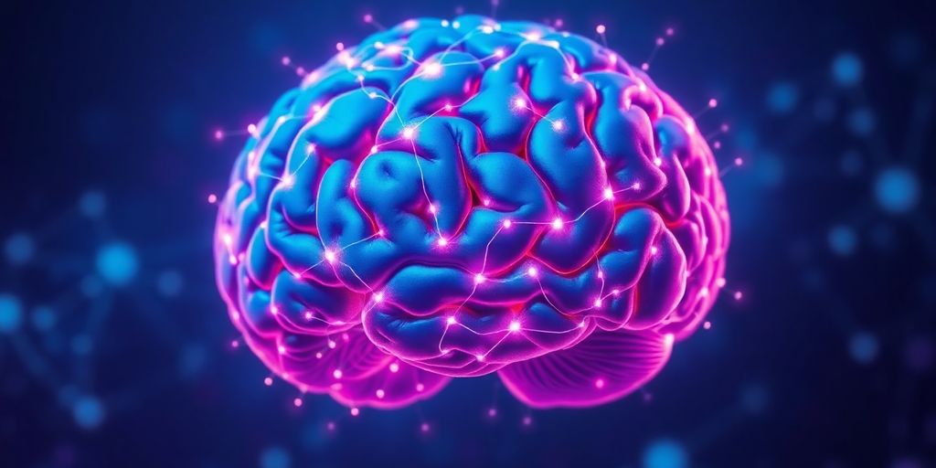 Brain with glowing neural network inside.