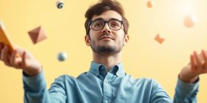 Person balancing multiple tasks with ease.