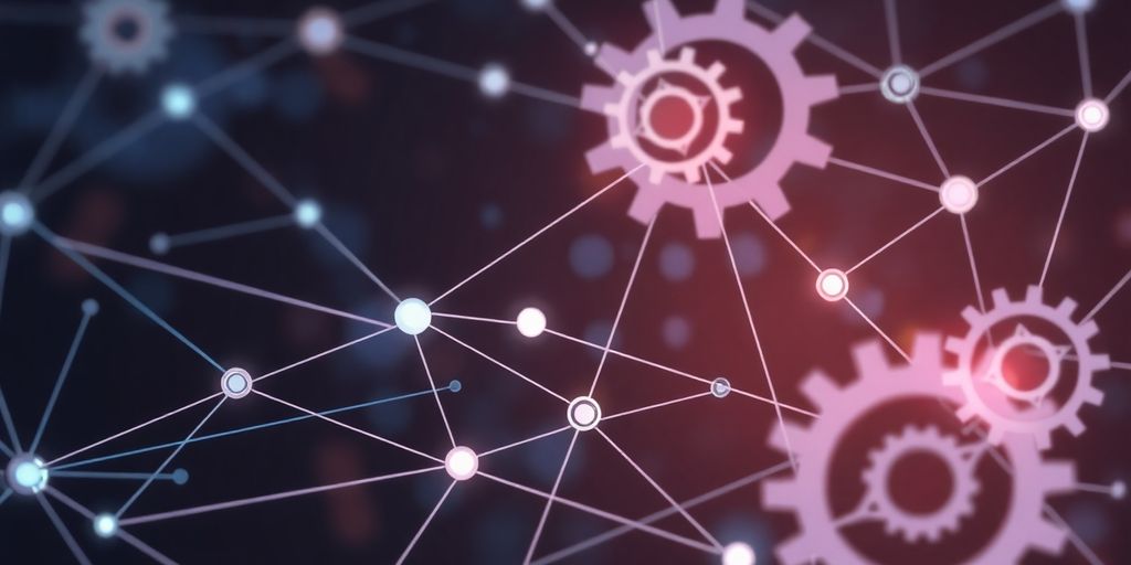 AI automating complex business processes with digital streams.